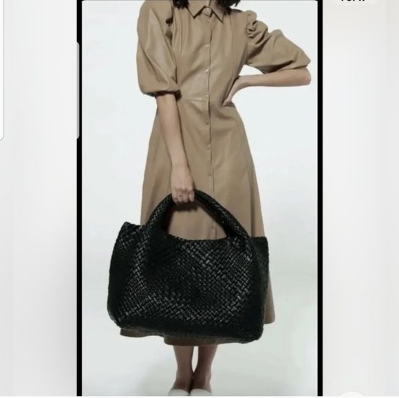 NWT FALOR Firenze Black Made In Italy Leather Woven Bag F3026 - Picture 2 of 16